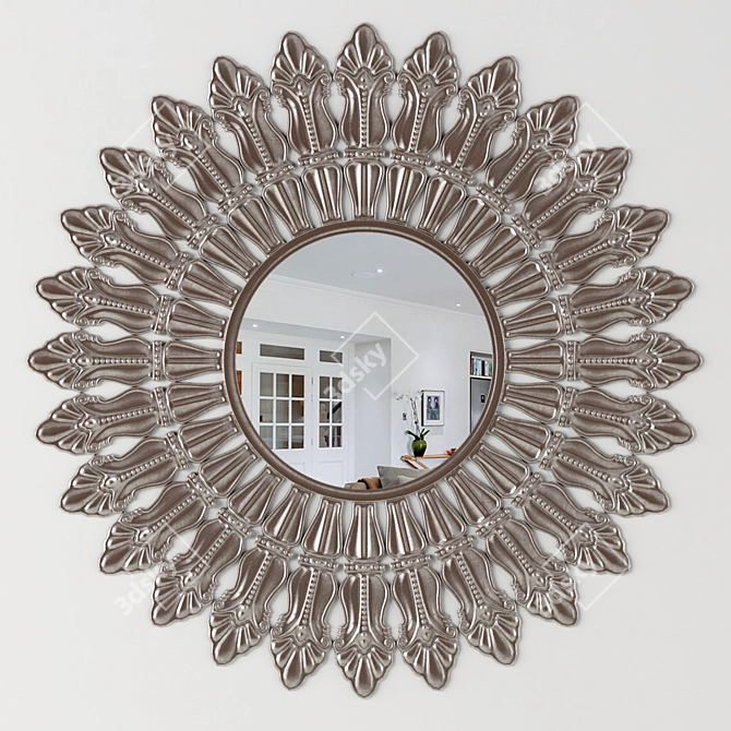 Elegant Reflection - Antique Silver Mirror 3D model image 1