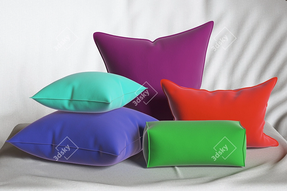 Versatile Cushion Set - 3 Sizes 3D model image 1