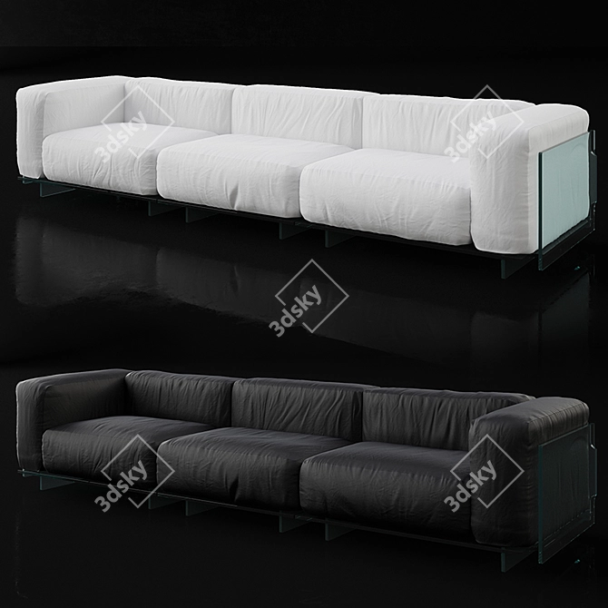 Glas Italia Crystal Sofa: Sleek Elegance 3D model image 1