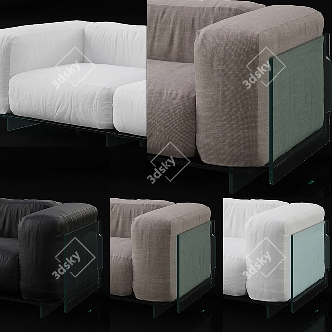 Glas Italia Crystal Sofa: Sleek Elegance 3D model image 2