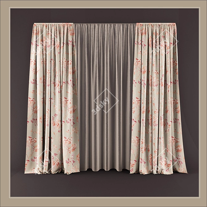 Elegant Window Blinds 3D model image 1