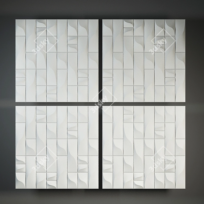 Elegant Vertical Gypsum 3D Panel 3D model image 3