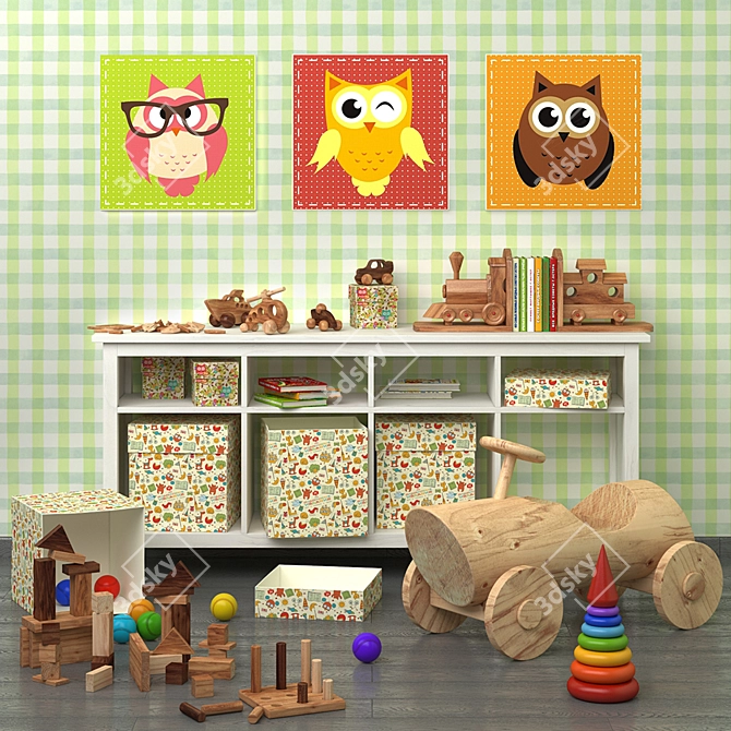 Baby Decor Set: Furniture, Art, Toys 3D model image 1