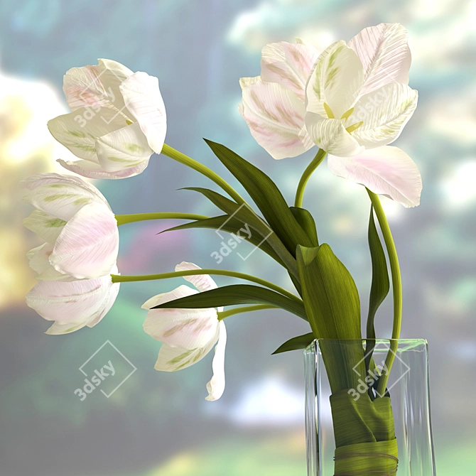 Elegant Tulip Bouquet 3D model image 3