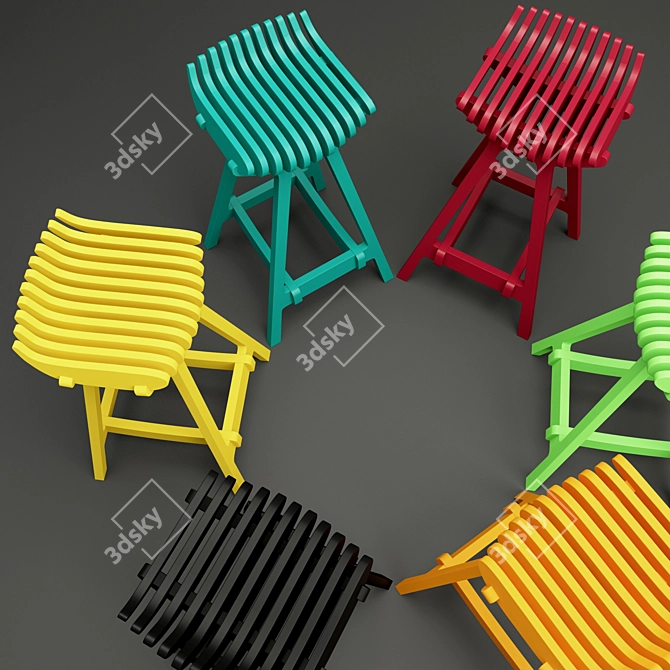VOCA Comb Bar Stool 3D model image 3