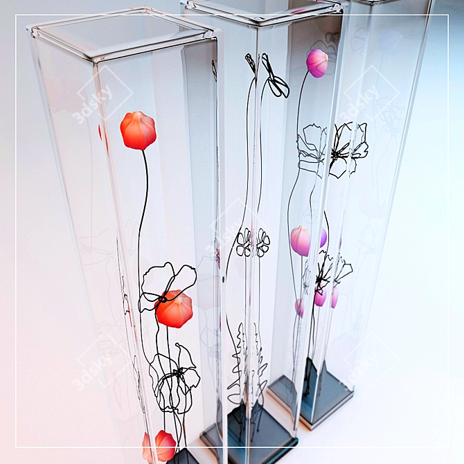 Wire Floral Vases: Modern Decor 3D model image 2