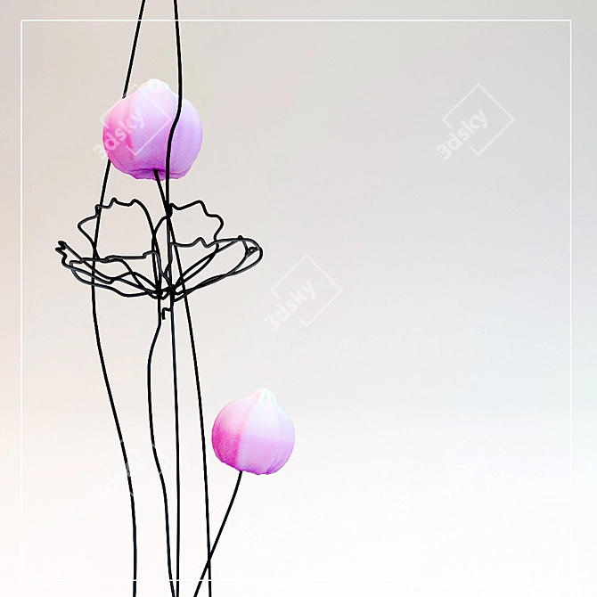 Wire Floral Vases: Modern Decor 3D model image 3