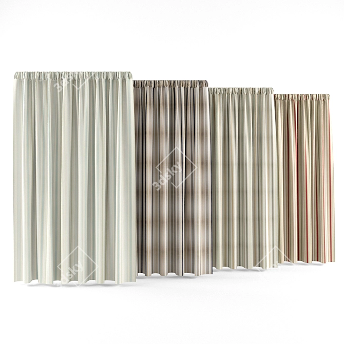 Contemporary Drapes | 2.40M Height 3D model image 3