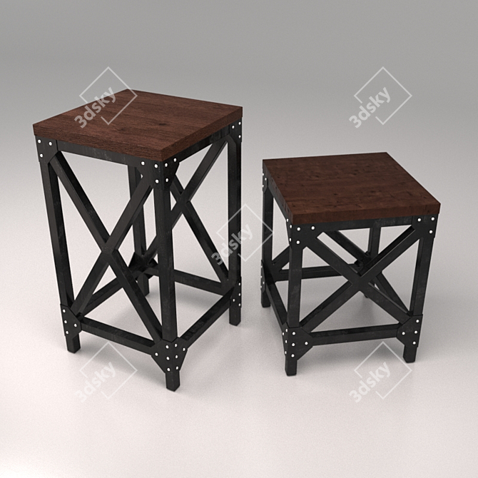 Industrial Loft BAR Chairs and Stools 3D model image 2