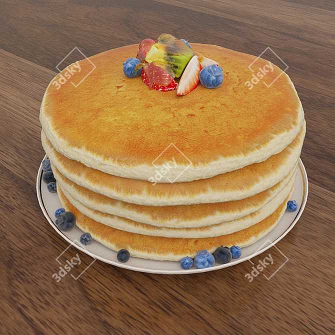 Title: Fruit-filled Pancakes with Honey 3D model image 1