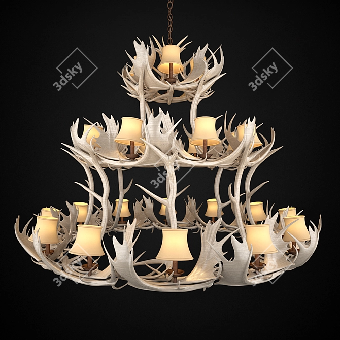 Elegant Antler Chandelier 3D model image 1