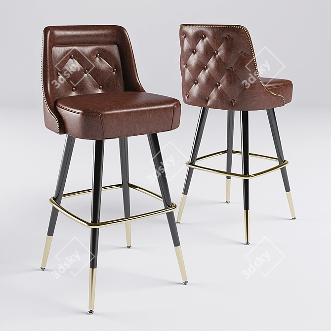Sleek Steel Bar Stool 3D model image 1