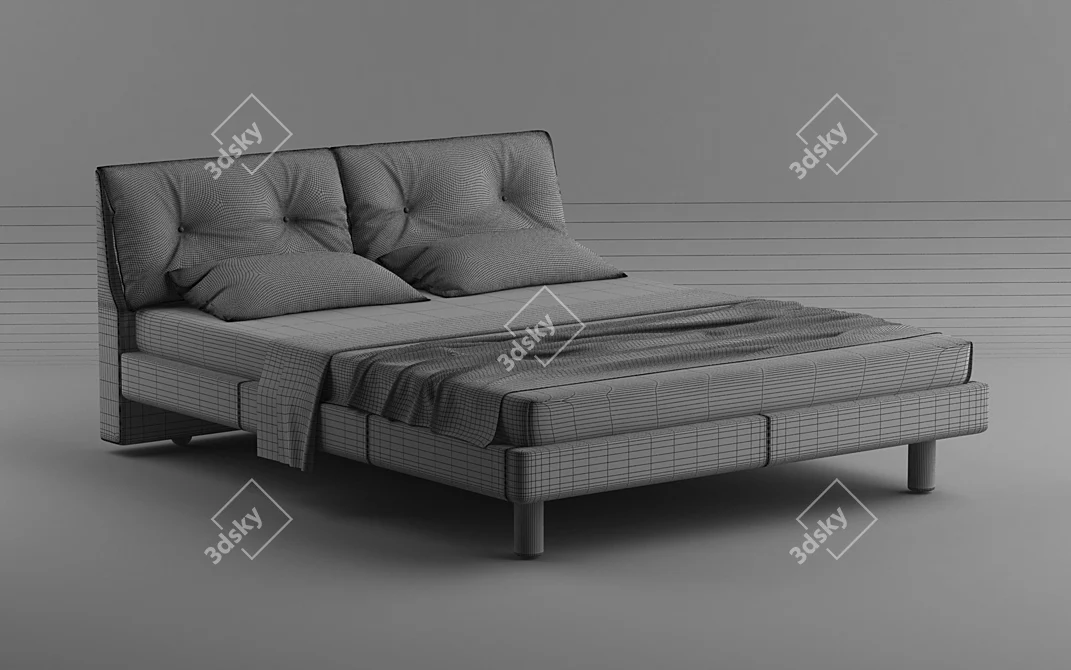 Elegant Italian Bed: Poltrona Frau I Rondò Due 3D model image 2