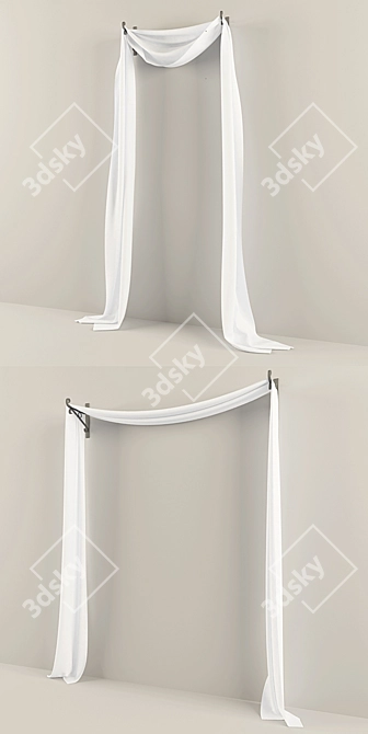 Bracketed Blind and Curtain Set 3D model image 2