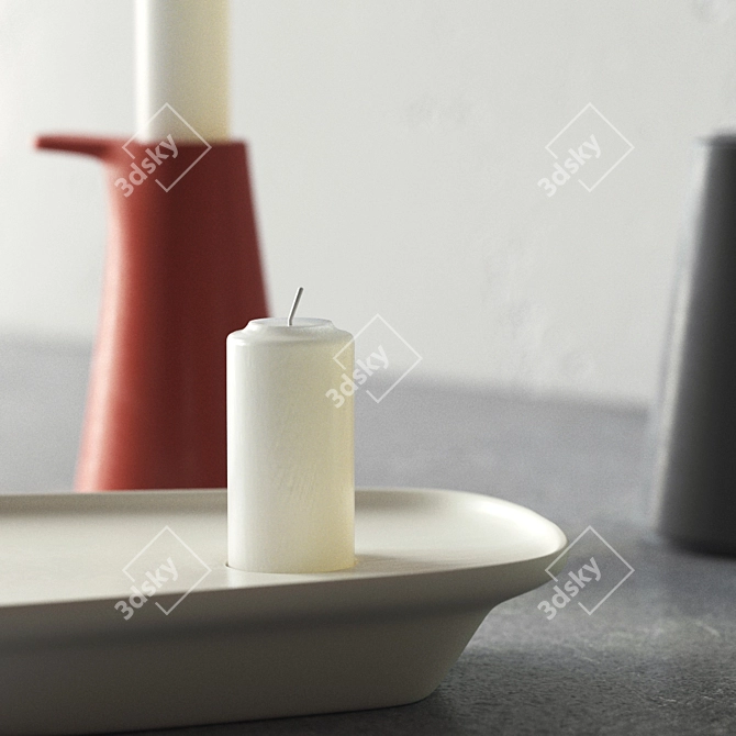 Sleek Grip & Float: Modern Candlesticks 3D model image 2