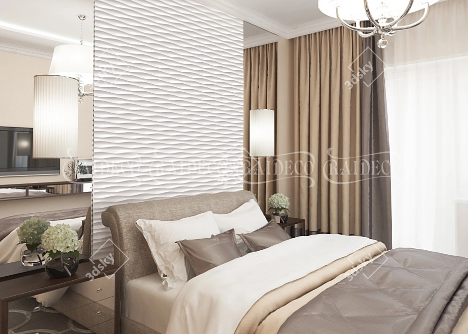 Sculpted Elegance - Raideco 3D Gypsum Panels 3D model image 2