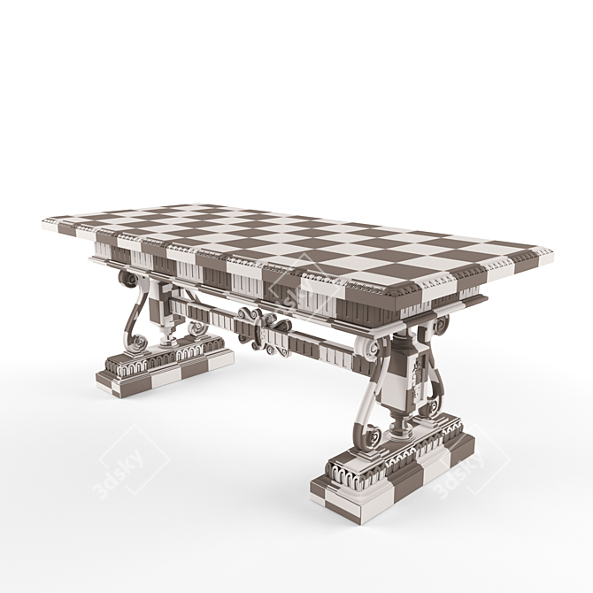 Exquisite Exotic Wood Inlaid Table 3D model image 3