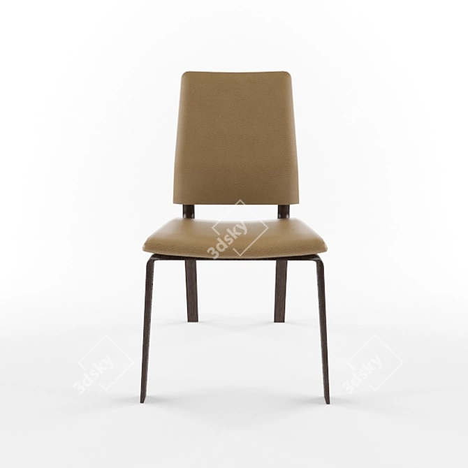 Elegant Leather Wood-Leg Side Chair 3D model image 2