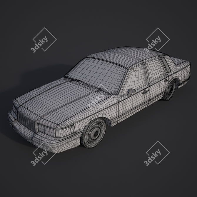 Vintage LINCOLN TownCar 1990s 3D model image 3