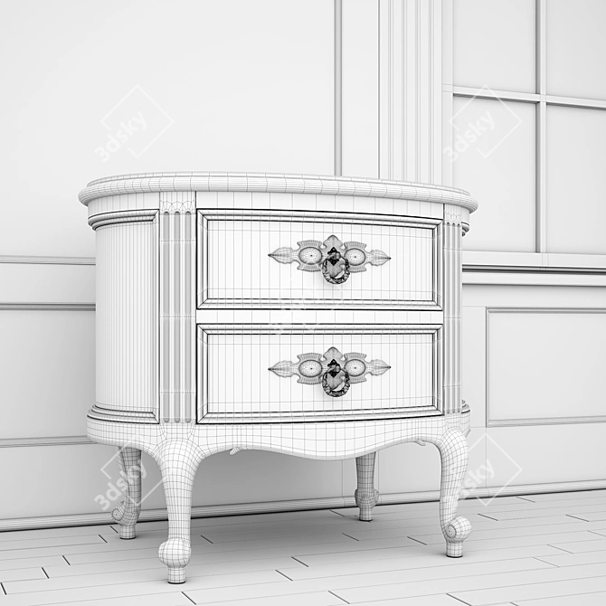 Elegant Rivoli Oval Nightstand 3D model image 2