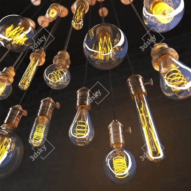 Vintage Edison Lightbulb Set 3D model image 3