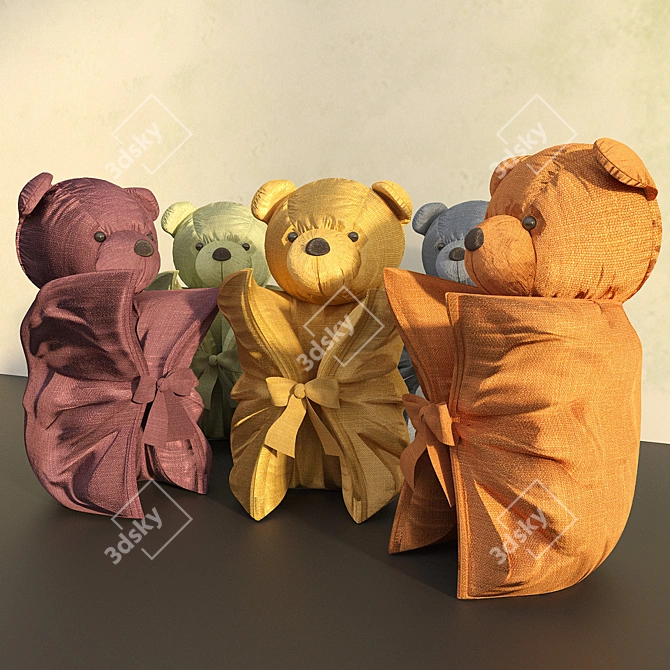 Title: Plushie Pillow Bears (Set of 2) 3D model image 1