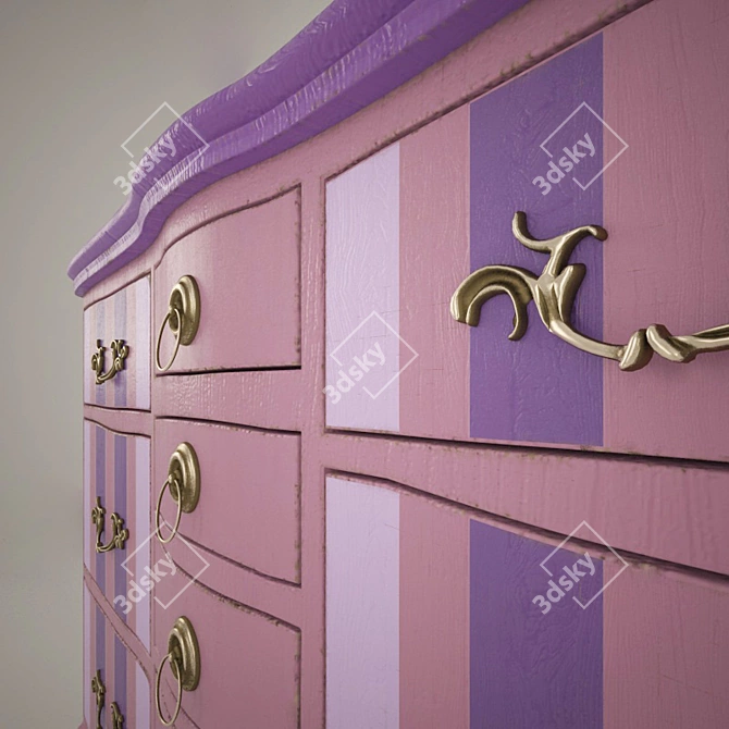 Pink Chest of Drawers 3D model image 3