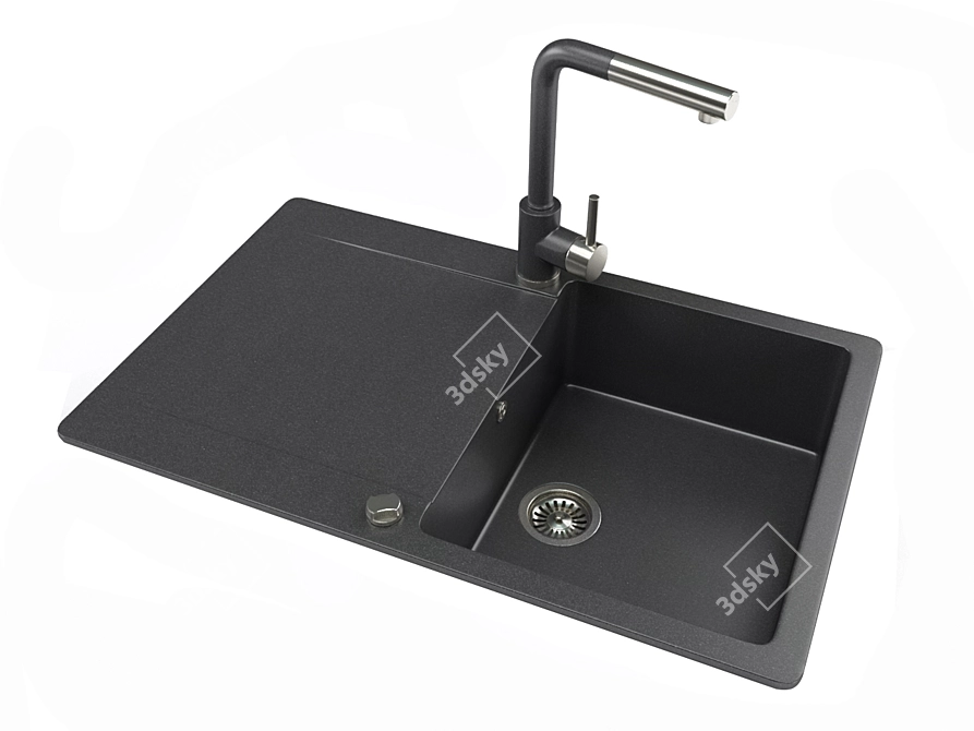 Modern Stainless Steel Kitchen Sink 3D model image 1
