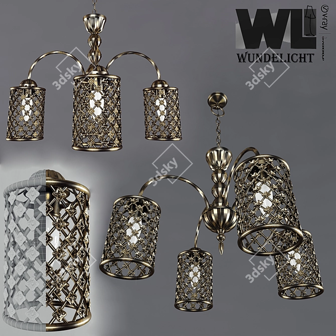 Bronze Cell Tiffany Style Chandelier 3D model image 1