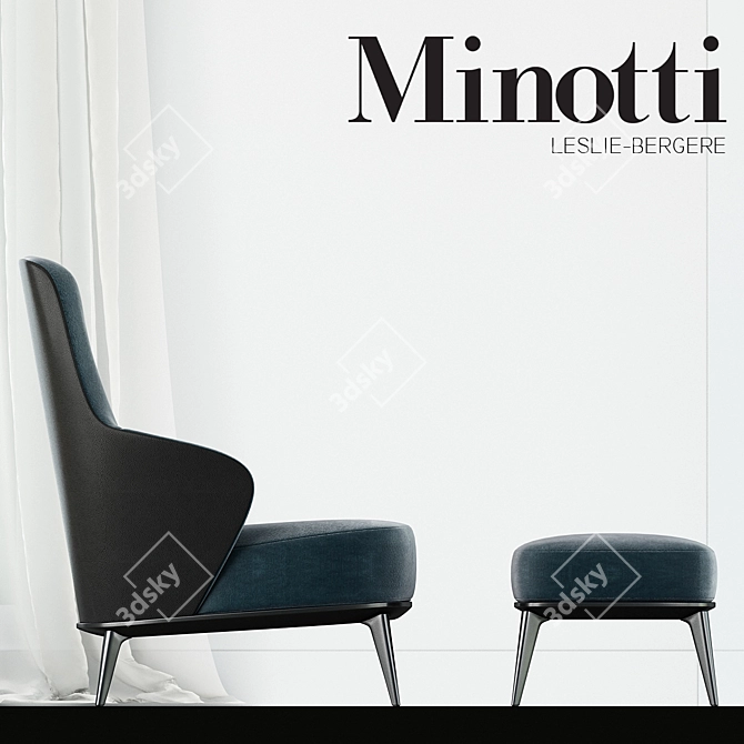 Luxury Minotti Leslie Velvet Armchair & Ottoman 3D model image 2