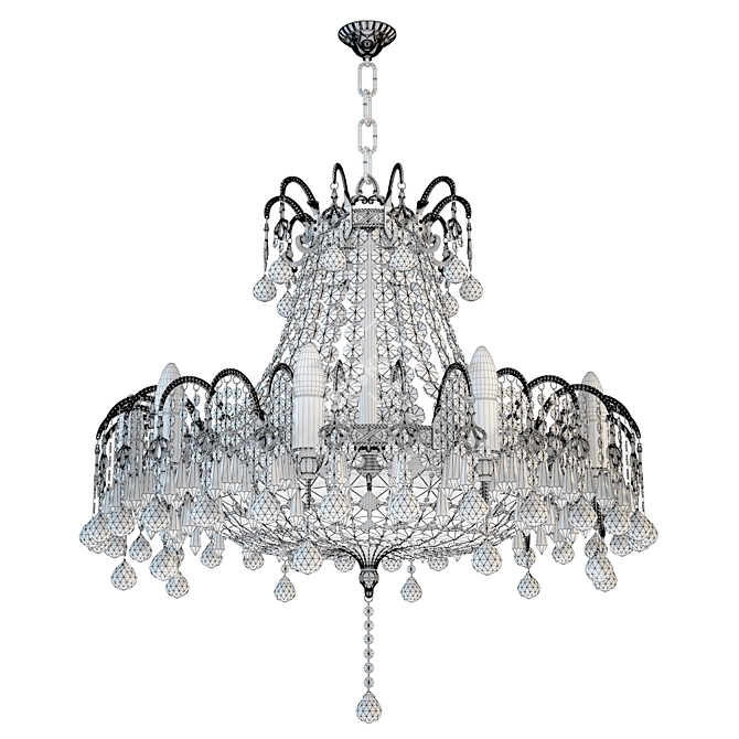 Elegant Asfour Crystal Gold Chandelier 3D model image 2