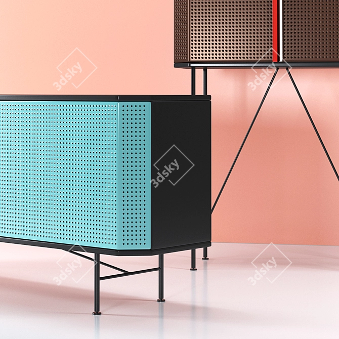 Industrial Chic Perf Sideboard 3D model image 2