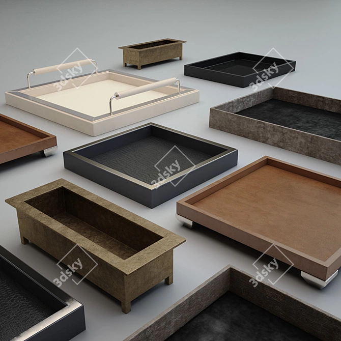 Square Luxury Trays: Exquisite Designs 3D model image 1