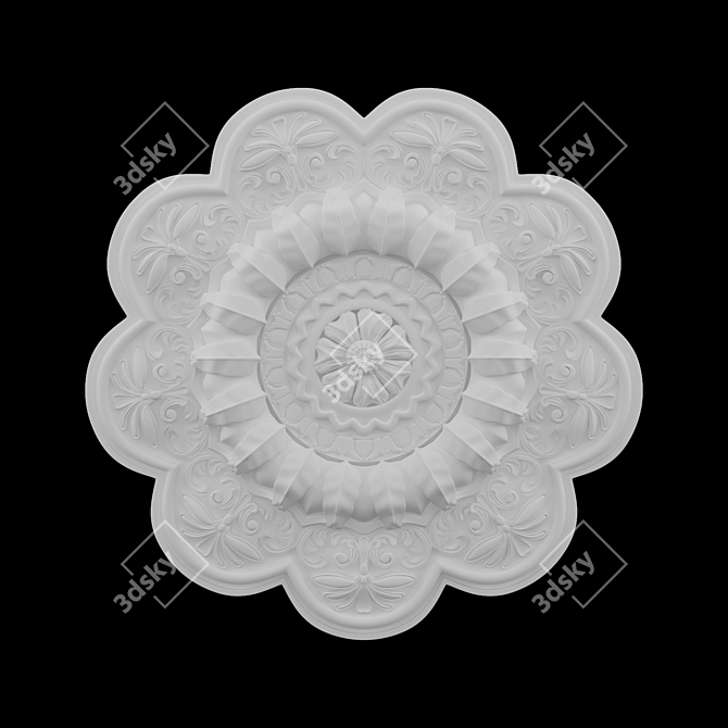 Elegant Rosette Ceiling Tile 3D model image 1