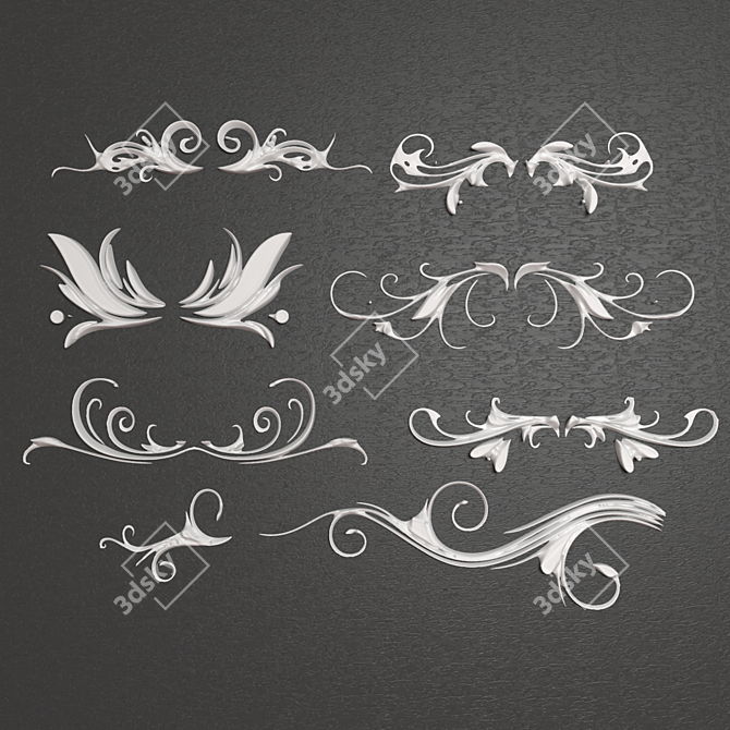 Elegant Wall Ornament Collection 3D model image 2