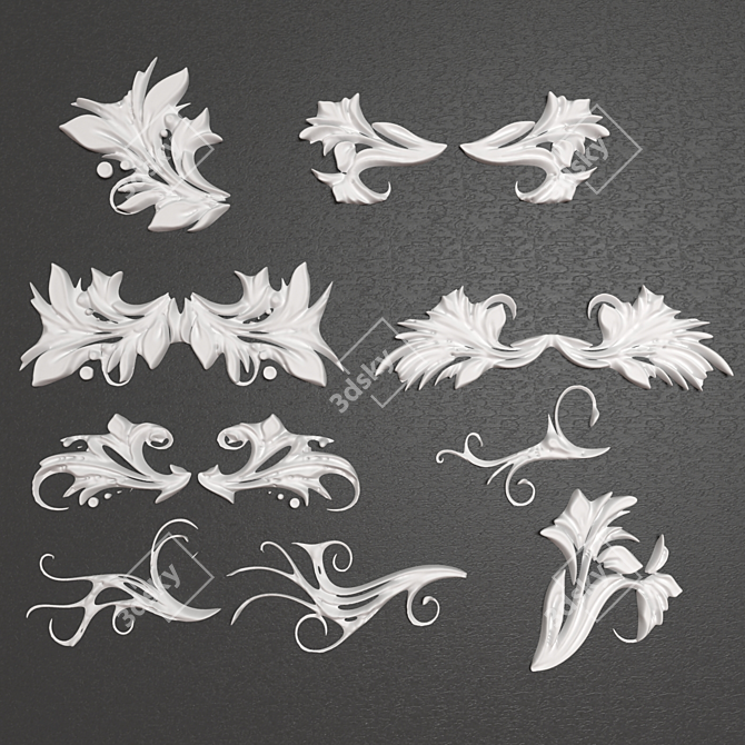 Elegant Wall Ornament Set 3D model image 2