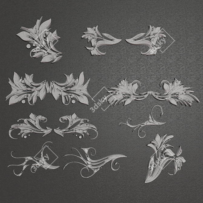 Elegant Wall Ornament Set 3D model image 3
