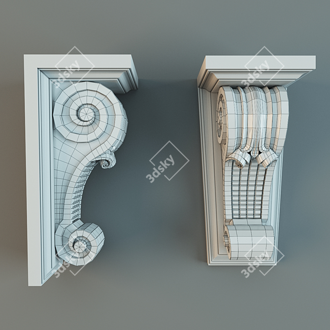 Stucco Bracket for Elegant Walls 3D model image 2