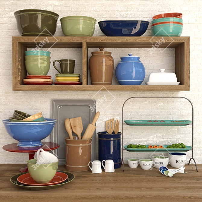 Elegant Cambria Pottery Set 3D model image 1