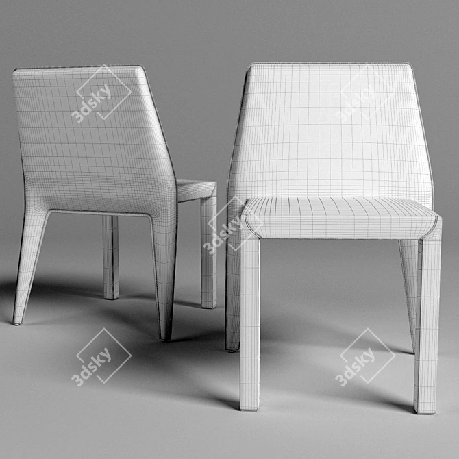 Sleek Leather Chair 3D model image 2