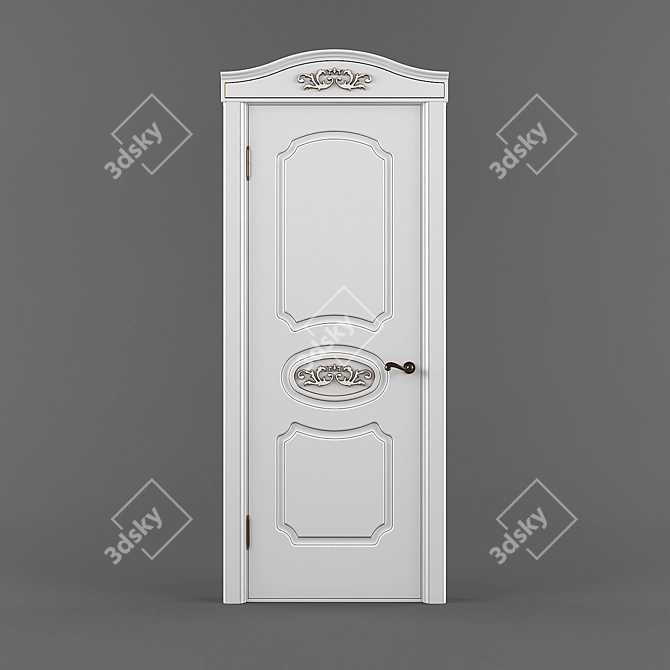 Elegant MDF Door with Embossed Design 3D model image 1