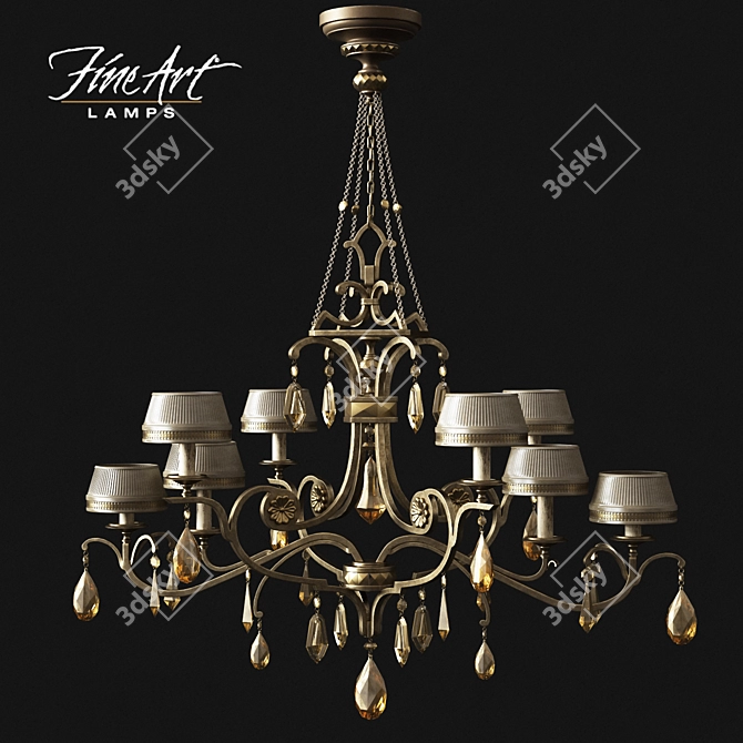 Elegant Golden Aura Chandelier 3D model image 1