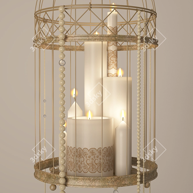 Beaded Suspension Cell Candlestick 3D model image 2