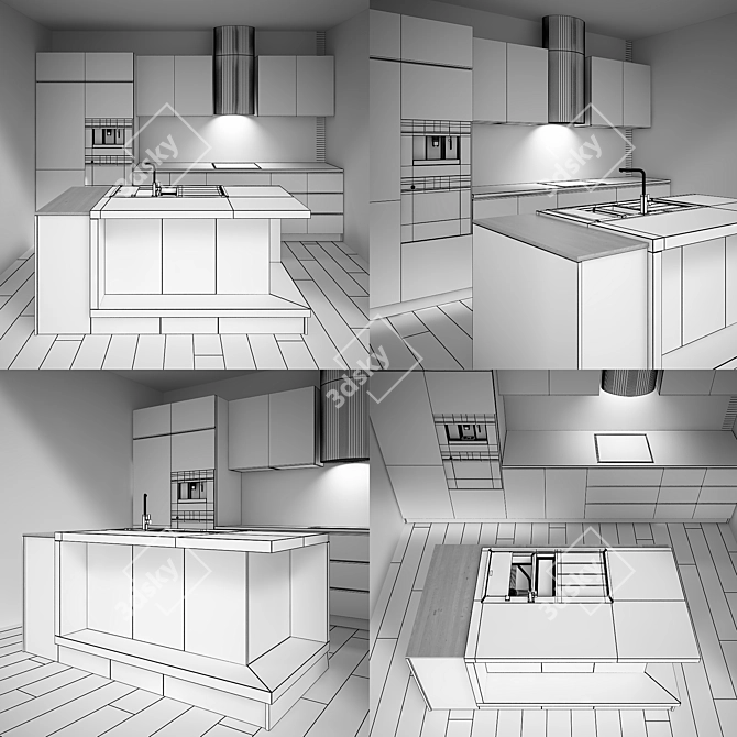 Elegant and Efficient Kitchen Furniture 3D model image 3