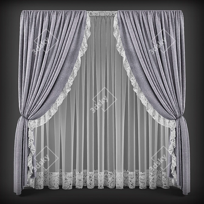 Elegant Classic Curtains 3D model image 1