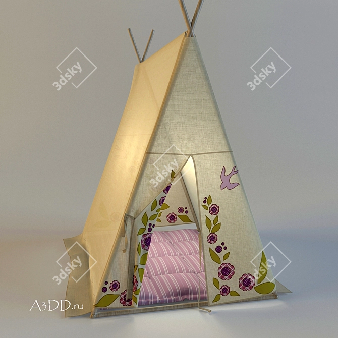 Kids' Textile Shelter Tent 3D model image 1