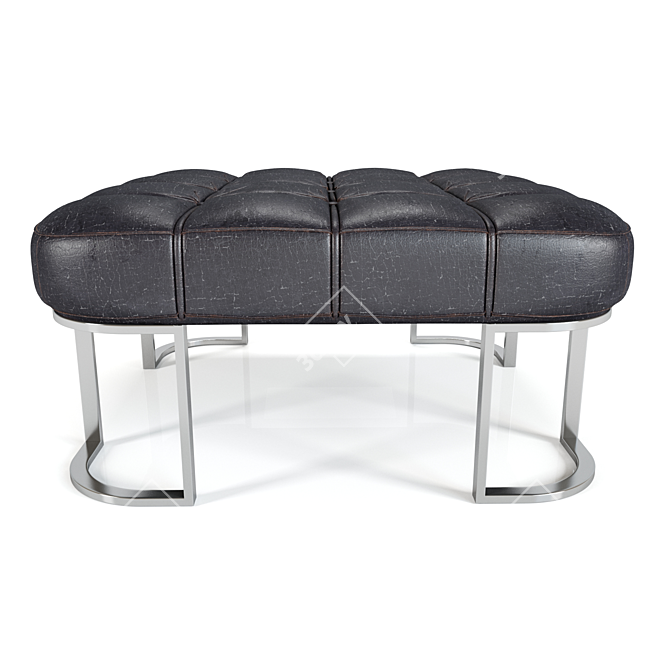 Sleek VIO Leather Poof with Metal Legs 3D model image 1