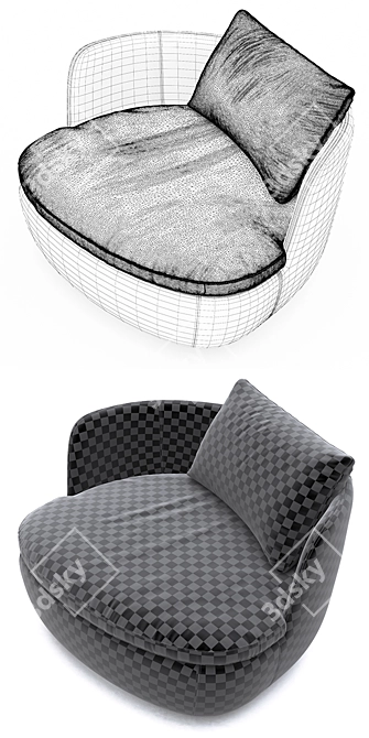 Elegant Swivel Leather Chair 3D model image 3