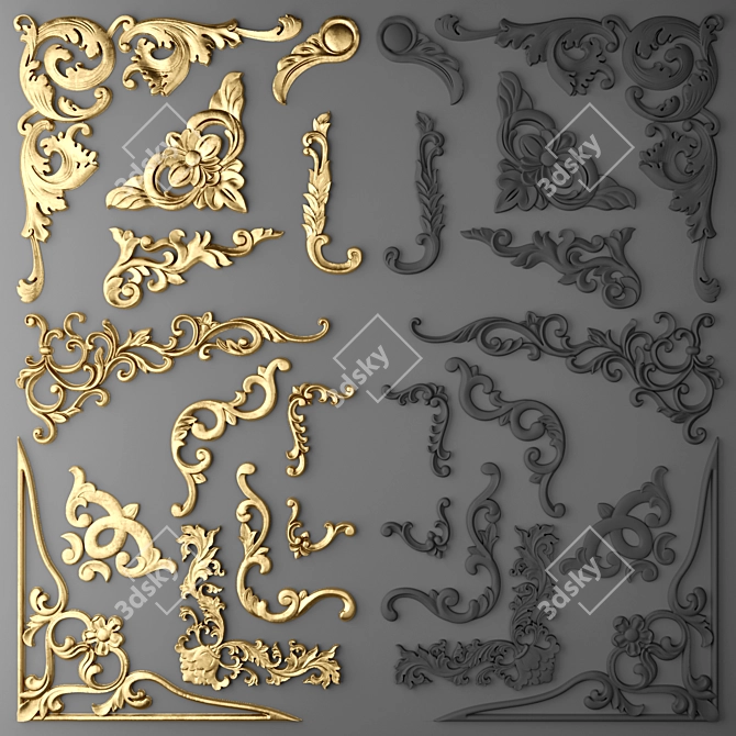 Elegant Stucco Decor Set 3D model image 1