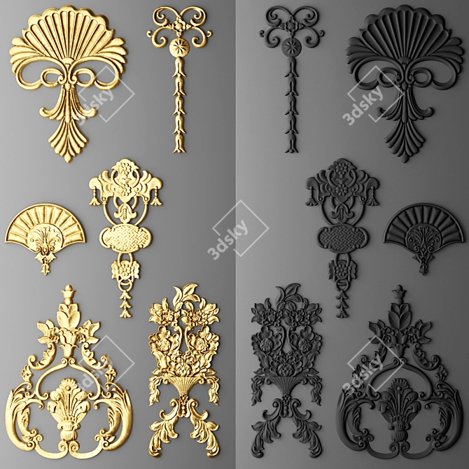 Artistic Stucco Decor Set 3D model image 1